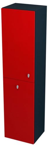 SAPHO AILA skříňka vysoká s košem 35x140x30cm, levá, červená/černá ( 55671 )