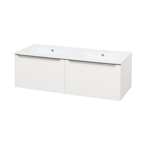Mereo Mailo, koupelnová skříňka s keramickým umyvadlem, bílá, 2 zásuvky, 1210x476x365 mm (CN518)