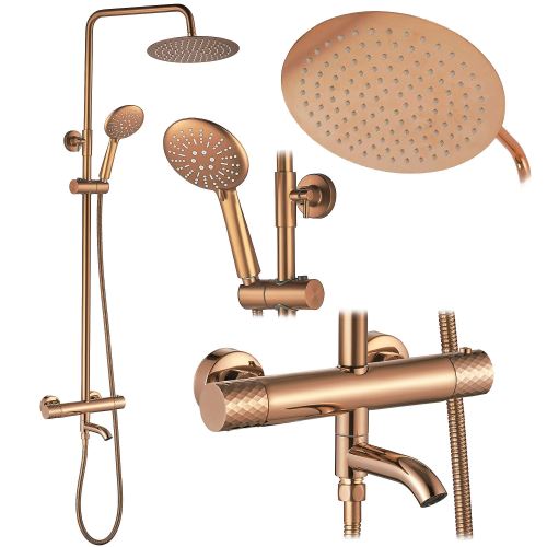REA Sprchová sada s termostatickou baterií LUNGO DIAMOND, Měď (REA-P3300)