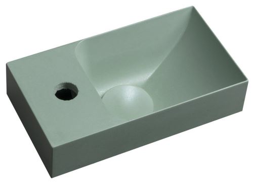 SAPHO PICCOLINO betonové umývátko 30,8x10x17cm, baterie vlevo, zelená (PK30023)