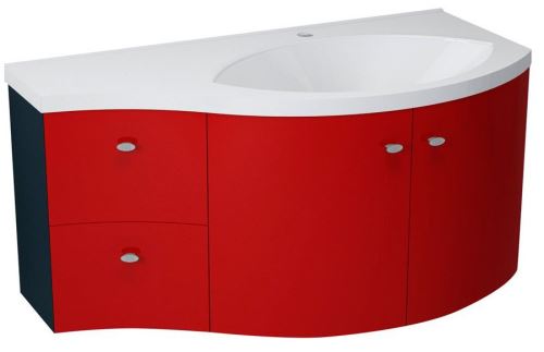 SAPHO AILA umyvadlová skříňka 110x39cm, červená/černá, zásuvky vlevo ( 55637 )
