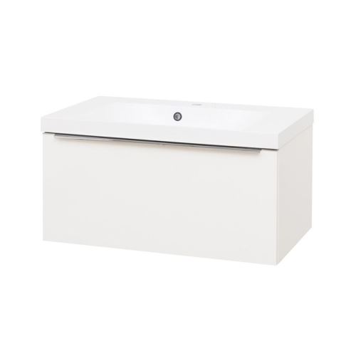 Mereo Mailo, koupelnová skříňka, umyvadlo z litého mramoru, bílá, 1 zásuvka, 810x476x365 mm (CN516M)