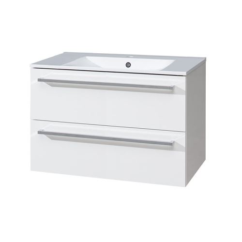 Mereo Koupelnová skříňka s keramickým umyvadlem, 80 cm,  bílá/bílá (CN661)