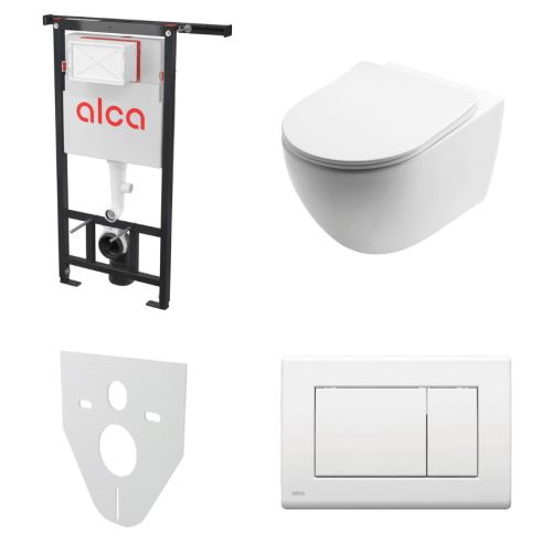 AKČNÍ SET 5v1 Alcadrain Jádromodul AM102/1120 + WC mísa INVENA FLOWO, bílá