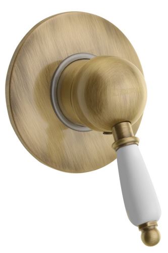 Sapho KIRKÉ WHITE podomítková sprchová baterie, 1 výstup, bílá páčka, bronz
