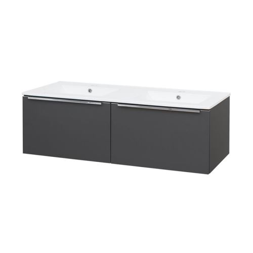 Mereo Mailo, koupelnová skříňka s keramickým umyvadlem, antracit, 2 zásuvky, 1210x476x365 mm (CN538)