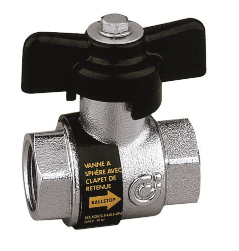 IVAR Kulový uzávěr voda - se zpětným ventilem BALLSTOP - 1/2"FF; motýl 323040