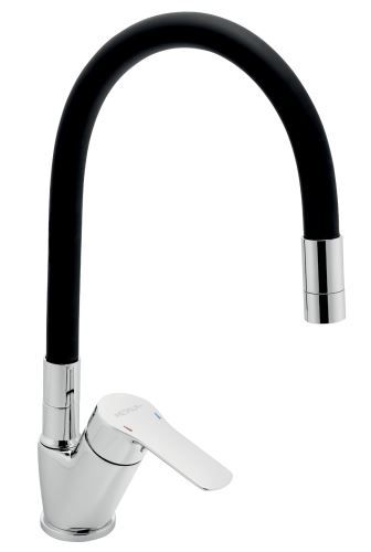 NOVASERVIS Dřezová baterie s černým flexi ramenem Metalia 54, chrom (54014F,0C)