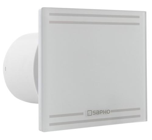 SAPHO GLASS koupelnový ventilátor axiální s časovačem, 8W, potrubí 100mm, bílá (GS102)