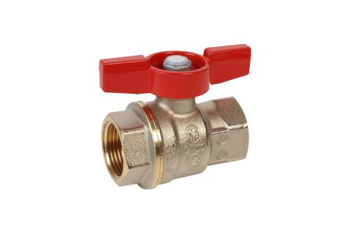 GIACOMINI R911 Kul.kohout, PN42, T 185°C, plnoprůtokový, nikl, vrtulka, 1/2" červený (R911X023)