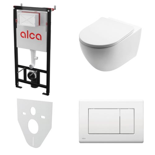 AKČNÍ SET 5v1 Alcadrain Sádromodul AM101/1120 + WC mísa INVENA FLOWO, bílá