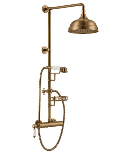 Sapho VIENNA sprch. sloup s pákovou baterií, mýdlenka, v. 1267mm, bronz