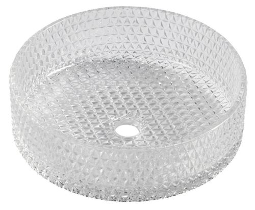 Sapho MARAGUA skleněné gravírované umyvadlo na desku Ø 39,5 cm, čirá (TY214CL)