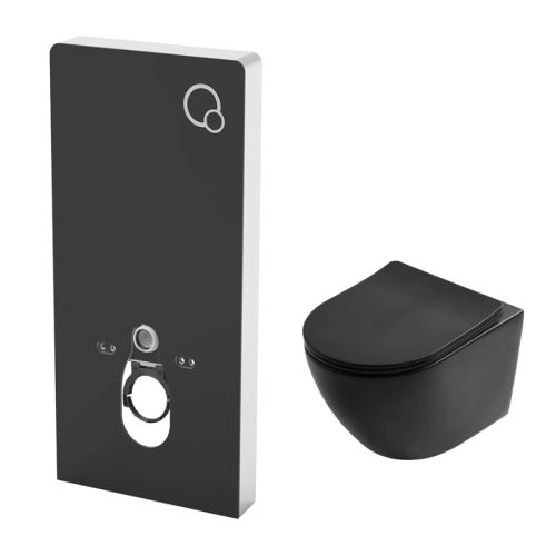 AKČNÍ SET SLOVARM Předstěnový modul PS-108CPZ + WC mísa Rimless W YJ-2380B, černá