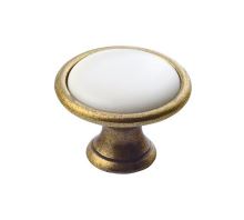 SAPHO CROSS kovová úchytka, průměr 30mm, bronz/bílá (12937)
