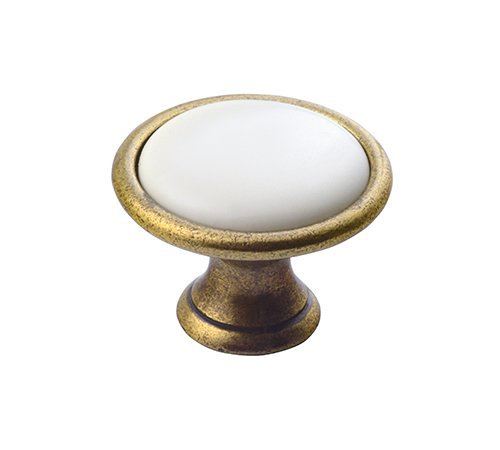SAPHO CROSS kovová úchytka, průměr 30mm, bronz/bílá (12937)
