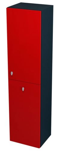 SAPHO AILA skříňka vysoká s košem 35x140x30cm, pravá, červená/černá ( 55676 )