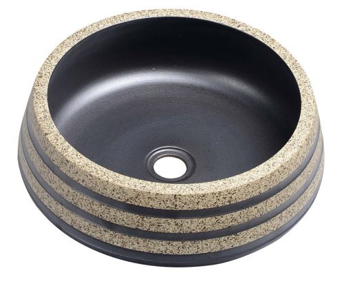 Sapho PRIORI keramické umyvadlo, průměr 41cm, 15cm, černá/kámen