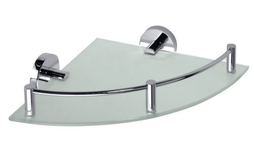 Sapho X-ROUND E skleněná polička rohová s hrazdou 250x70x250mm, chrom