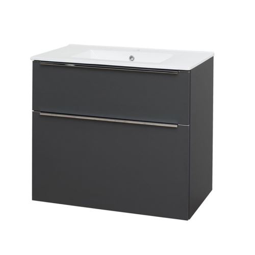 Mereo Mailo, koupelnová skříňka s keramickým umyvadlem, antracit, 2 zásuvky, 810x580x458 mm (CN531)