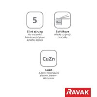 RAVAK FL 055.20 Bidetová stojánková baterie Flat, s výpustí Click-Clack, černá (X070178) (2)