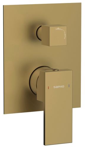 Sapho CUBEMIX podomítková sprchová baterie, 2 výstupy, zlato mat (CM042GB)