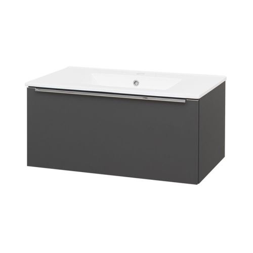 Mereo Mailo, koupelnová skříňka s keramickým umyvadlem, antracit, 1 zásuvka, 810x476x365 mm (CN536)