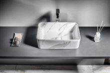 Sapho DALMA keramické umyvadlo 48x38x13 cm, hranaté, carrara (5)