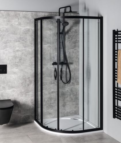 GELCO SIGMA SIMPLY BLACK čtvrtkruhová sprchová zástěna 900x900 mm, R550, čiré sklo (GS5590B)
