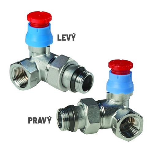 GIACOMINI R403TG Termostatický ventil, úhlový s víčkem, gumové těsnění 1/2" - pravý (R403X064)
