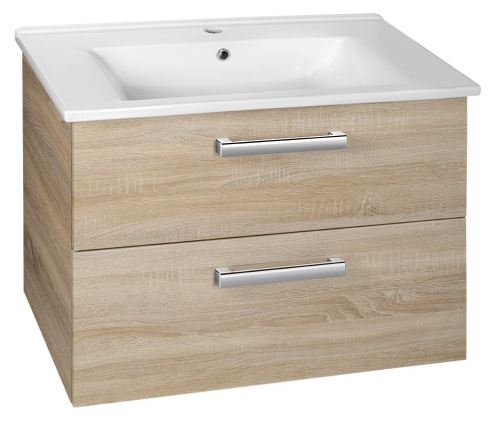 Aqualine VEGA umyvadlová skříňka 72x57,6x43,8 cm, 2xzásuvka, dub platin