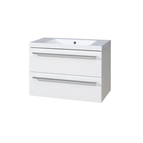 Mereo Koupelnová skříňka s umyvadlem z litého mramoru 80 cm,  bílá/bílá, 2 zásuvky (CN661M)