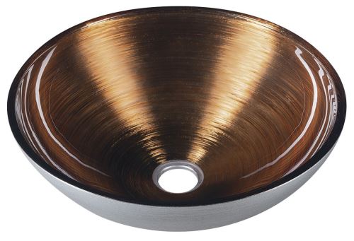 Sapho MURANO WENGE skleněné umyvadlo kulaté 40x14 cm, měděná/stříbrná