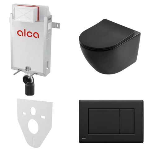 AKČNÍ SET 5v1 Alcadrain Renovmodul AM115/1000 + WC mísa SLOVARM W YJ-2380B, černá