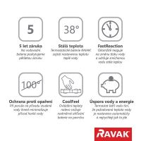 RAVAK TE 023.00/150 Termostatická vanová nástěnná baterie Termo 300 (X070097) (5)