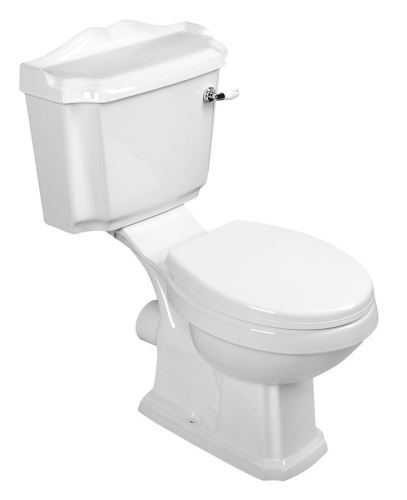 Aqualine ANTIK WC kombi, mísa+nádržka+splachovací mech. s páčkou+PP sedátko, bílá/chrom
