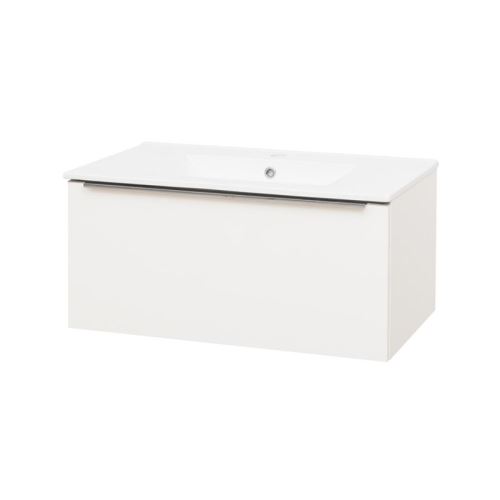 Mereo Mailo, koupelnová skříňka s keramickým umyvadlem, bílá, 1 zásuvka, 810x476x365 mm (CN516)