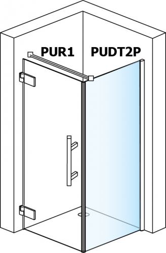 SANSWISS RONAL PUR PUDT2P Boční stěna s vyrovnávacím profilem 1000 mm (chrom/sklo čiré) - PUDT2P1001007
