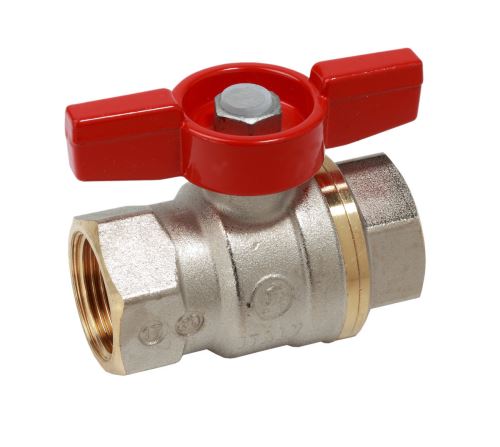GIACOMINI R951 Kulový kohout, PN42, T 185°C, plnoprůtokový, nikl, vrtulka 3/8" červený (R951X022)