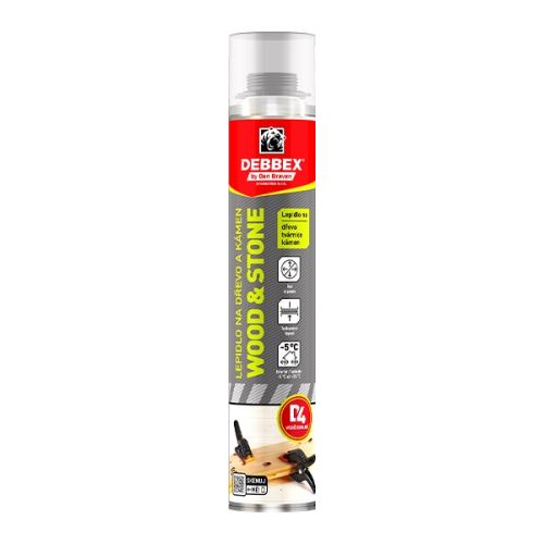 DEBBEX Lepidlo na dřevo a kámen WOOD & STONE pistolová dóza 750 ml, bílá (40520DBX)
