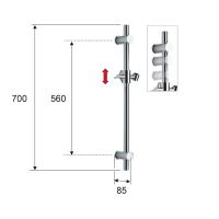 Sapho Posuvný držák sprchy kulatý, 560 mm, černá mat (SC015) (1)