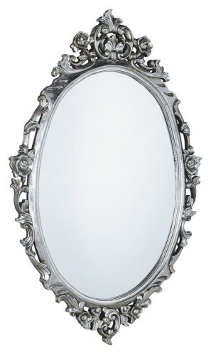 Sapho DESNA oválné zrcadlo v rámu, 80x100cm, stříbrná