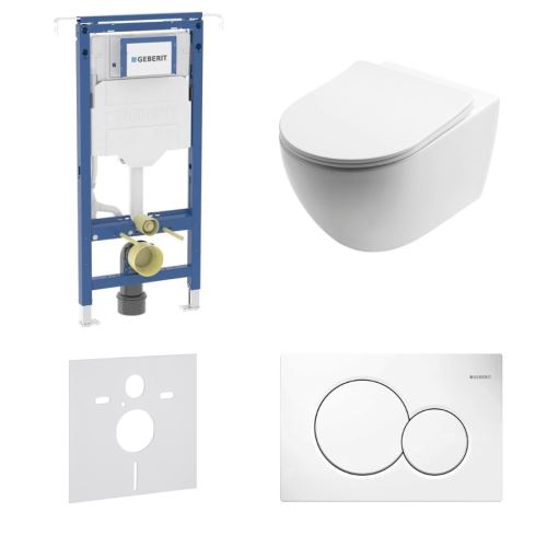 AKČNÍ SET 5v1 Geberit Duofix Special 111.355.00.6 + WC mísa INVENA FLOWO, bílá