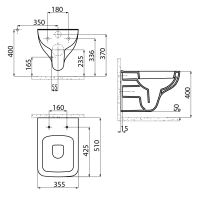 CREAVIT BENE WC závěsné 35,5x51 cm, bílá (BN320) (4)