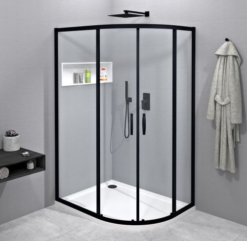 GELCO SIGMA SIMPLY BLACK čtvrtkruhová sprchová zástěna 1200x900 mm, R550, čiré sklo (GS1290B)
