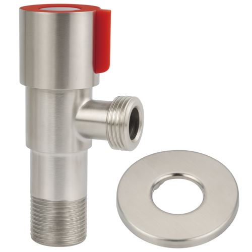 INVENA Ventil rohový z nerezové oceli s keramickou hlavicí 1/2"x3/8", červený (ZW-47-C10-J)