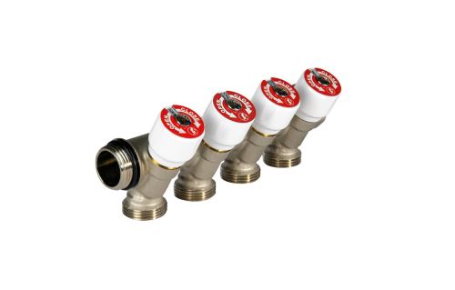 GIACOMINI Modulární rozdělovač R585CS pro sanitární systémy G 1" x 3/4"E, 3 vývody (R585CSX143)
