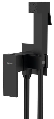 Sapho CUBEMIX podomítková bidetová baterie se Stop sprškou, hranatá, černá mat (CM040B)