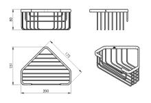 Gedy SMART rohová police do sprchy, 200x80x151mm, černá mat (2)
