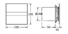 Cata E-150 GTH koupelnový ventilátor axiální s automatem, 10W/19W, potrubí 150mm,bílá (6)